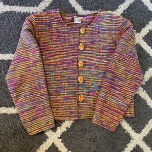 Parsley & Sage rainbow jacket with mosaic buttons